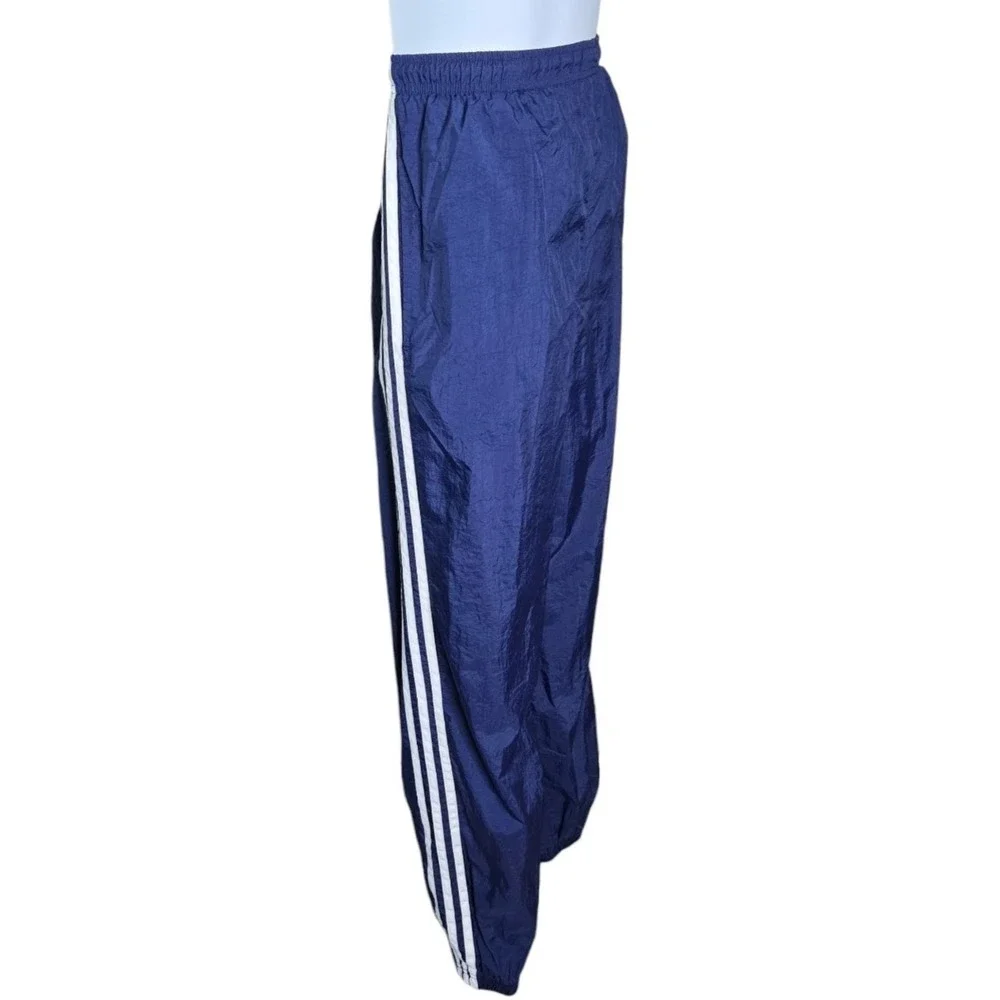 Adidas Mens Streetwear Vintage Windbreaker Track Pants Size Large Ankle Zip Blue